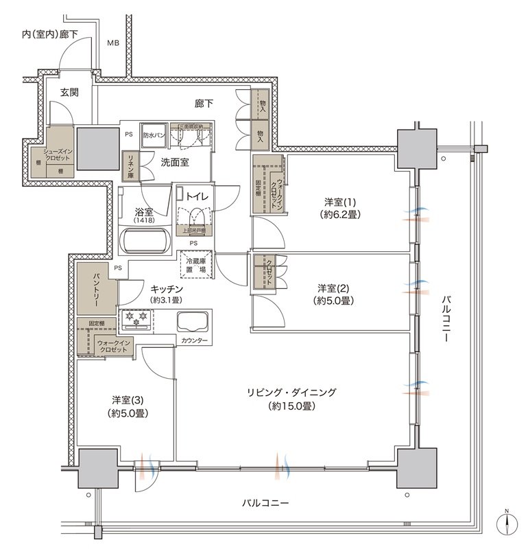 リビオタワー大分 間取り Fタイプ