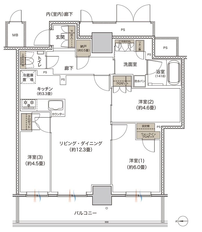 リビオタワー大分 間取り Bタイプ