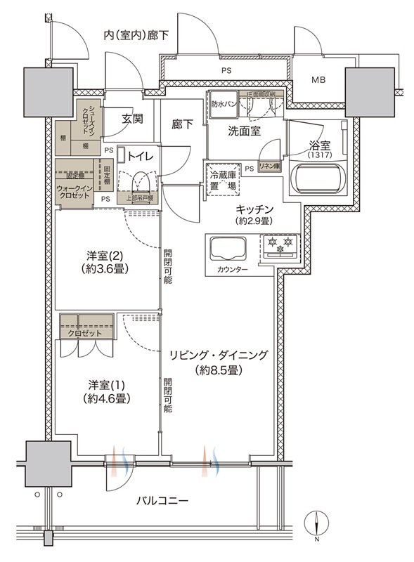 リビオタワー大分 間取り Jタイプ