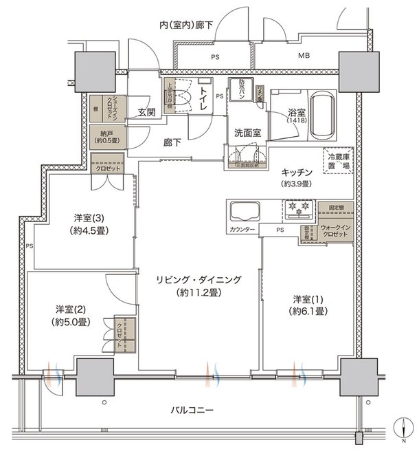 リビオタワー大分 間取り Kタイプ