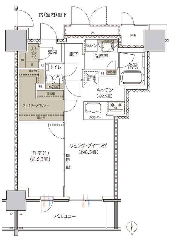 リビオタワー大分 間取り Jタイプ　メニュープラン２