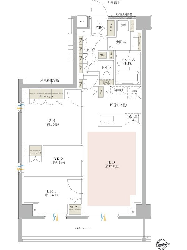 オープンレジデンシア北綾瀬プロジェクト 間取り Gタイプ(北綾瀬コート)