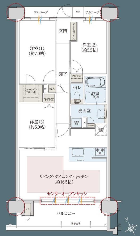 レ・ジェイドシティ千里藤白台 間取り C-J TYPE