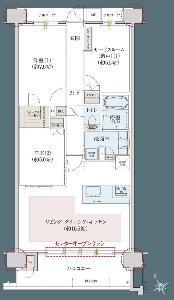 レ・ジェイドシティ千里藤白台 間取り C-J TYPE
