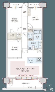 レ・ジェイドシティ千里藤白台 間取り C-J TYPE