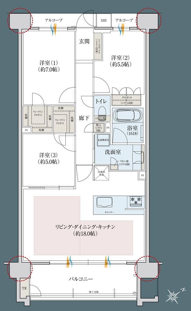 レ・ジェイドシティ千里藤白台 間取り C-O TYPE