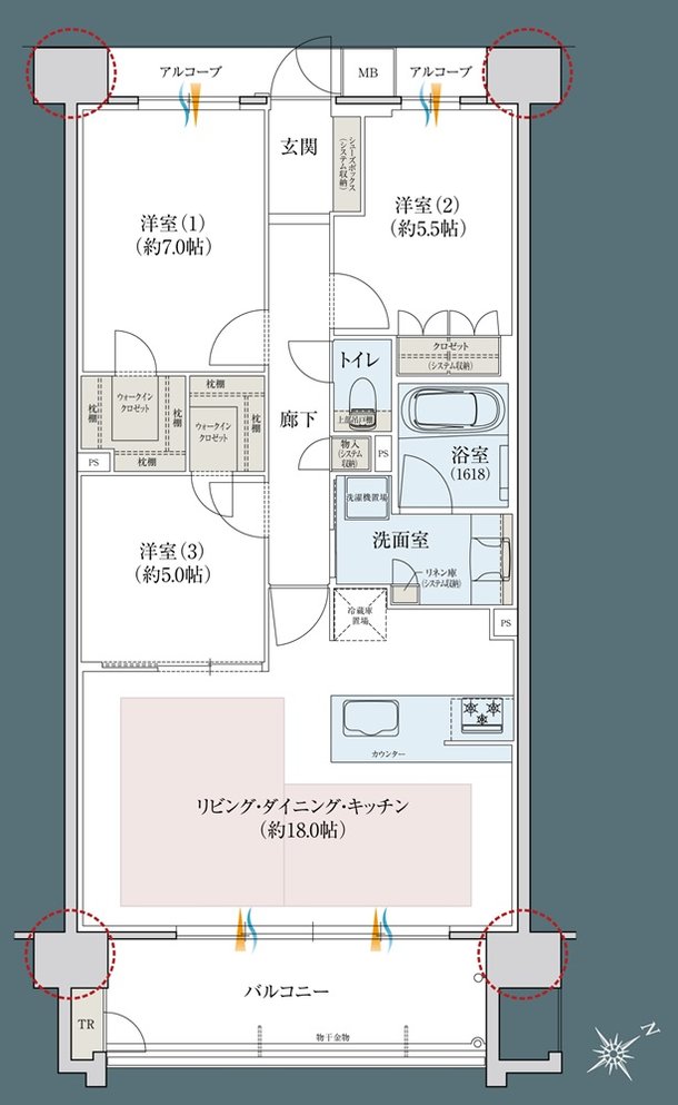 レ・ジェイドシティ千里藤白台 間取り C-O TYPE