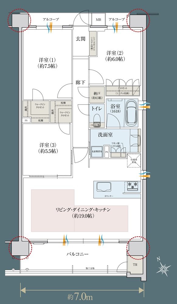 レ・ジェイドシティ千里藤白台 間取り C-G TYPE