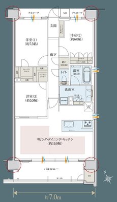 レ・ジェイドシティ千里藤白台 間取り C-G TYPE