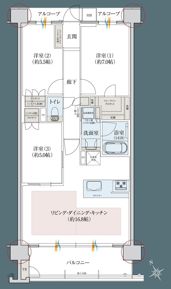 レ・ジェイドシティ千里藤白台 間取り C-F TYPE