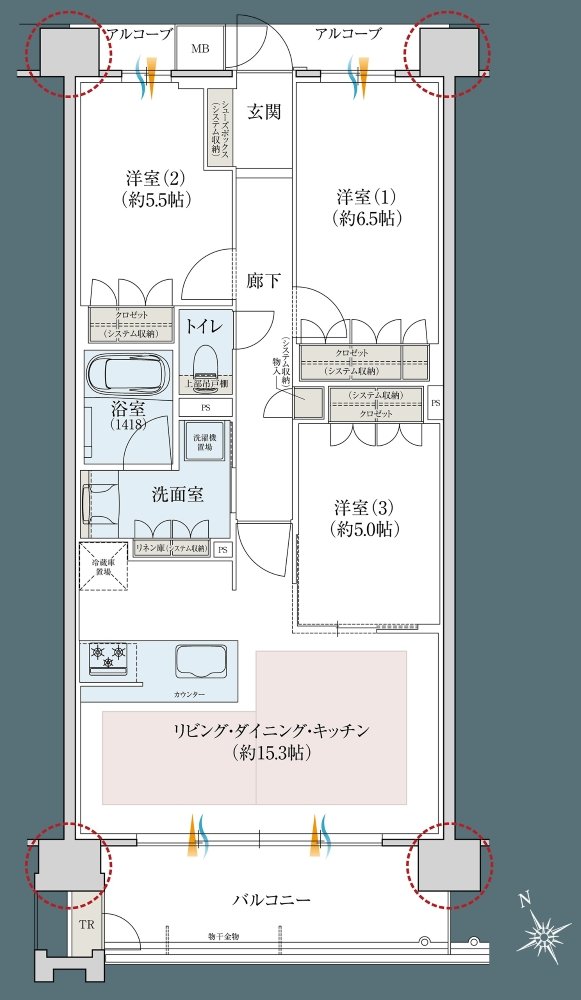 レ・ジェイドシティ千里藤白台 間取り C-C TYPE
