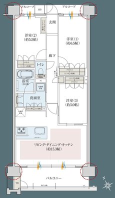 レ・ジェイドシティ千里藤白台 間取り C-C TYPE
