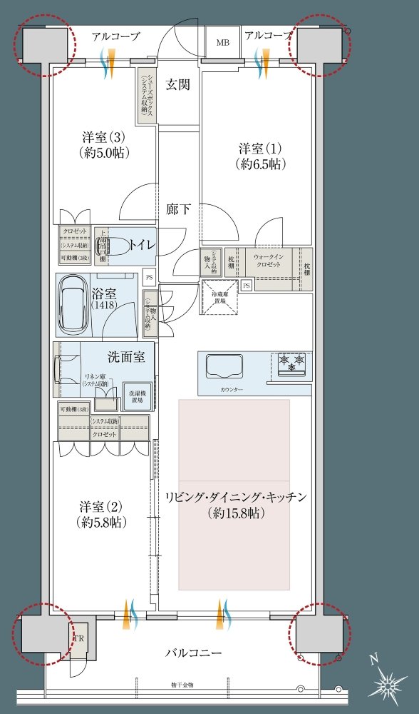 レ・ジェイドシティ千里藤白台 間取り W-G TYPE