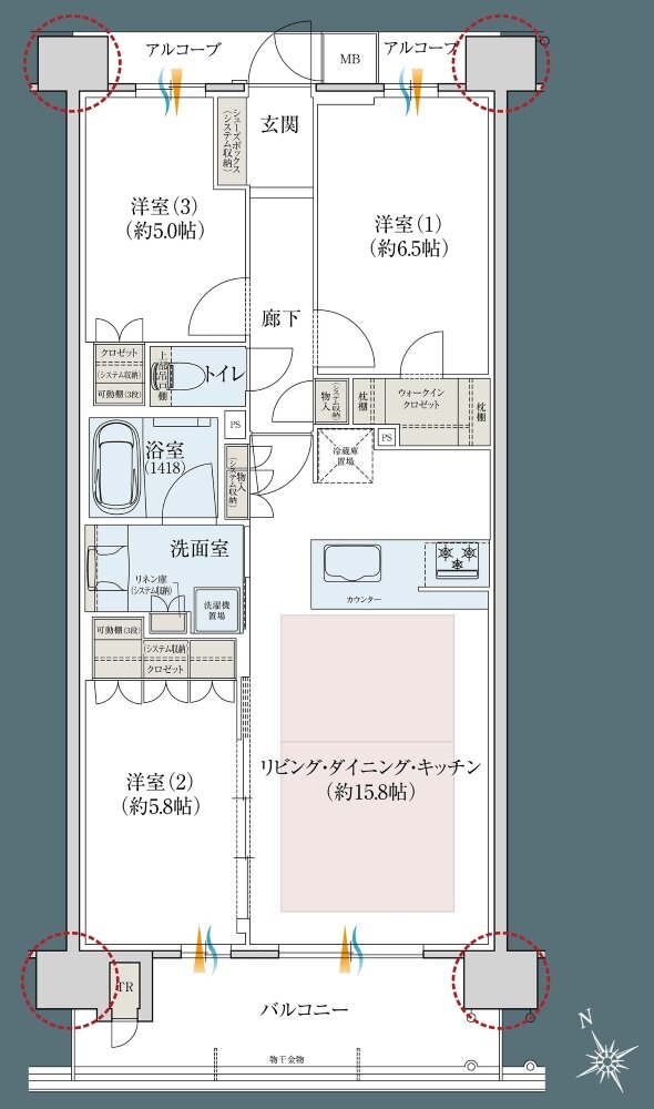 レ・ジェイドシティ千里藤白台 間取り W-G TYPE