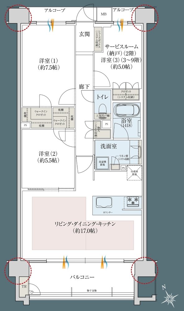 レ・ジェイドシティ千里藤白台 間取り W-J TYPE