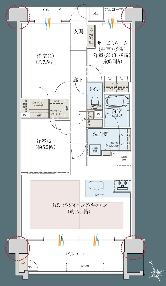 レ・ジェイドシティ千里藤白台 間取り W-J TYPE