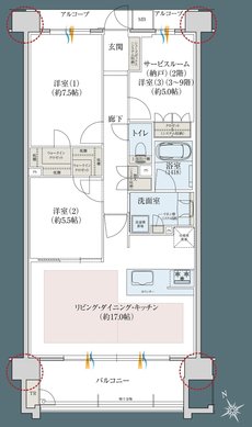 レ・ジェイドシティ千里藤白台 間取り W-J TYPE
