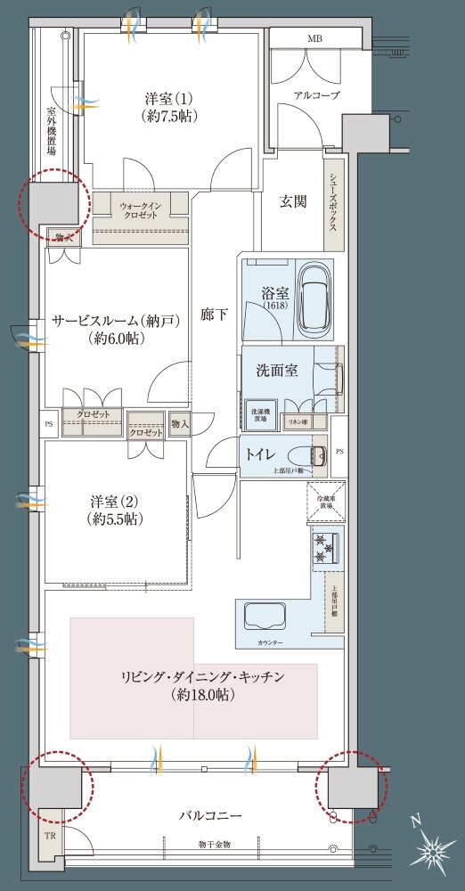 レ・ジェイドシティ千里藤白台 間取り C-A TYPE