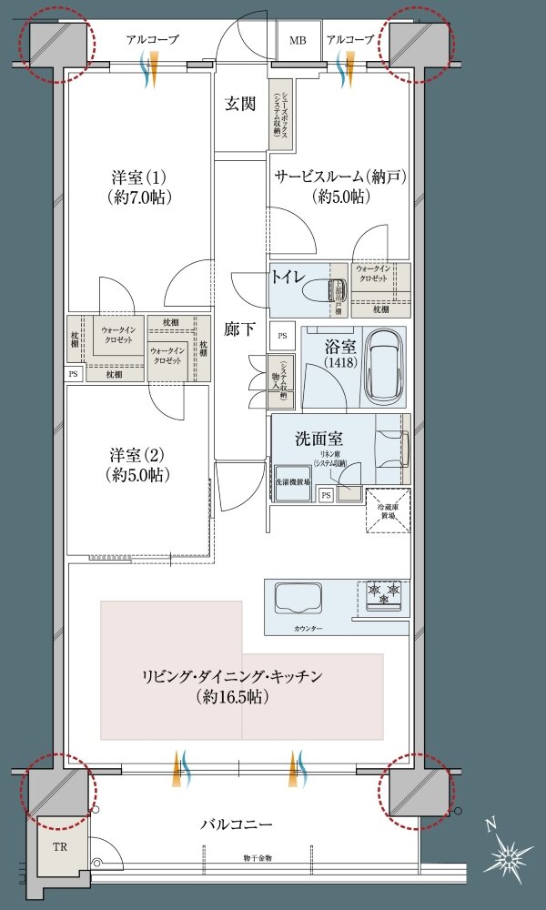 レ・ジェイドシティ千里藤白台 間取り W-K TYPE