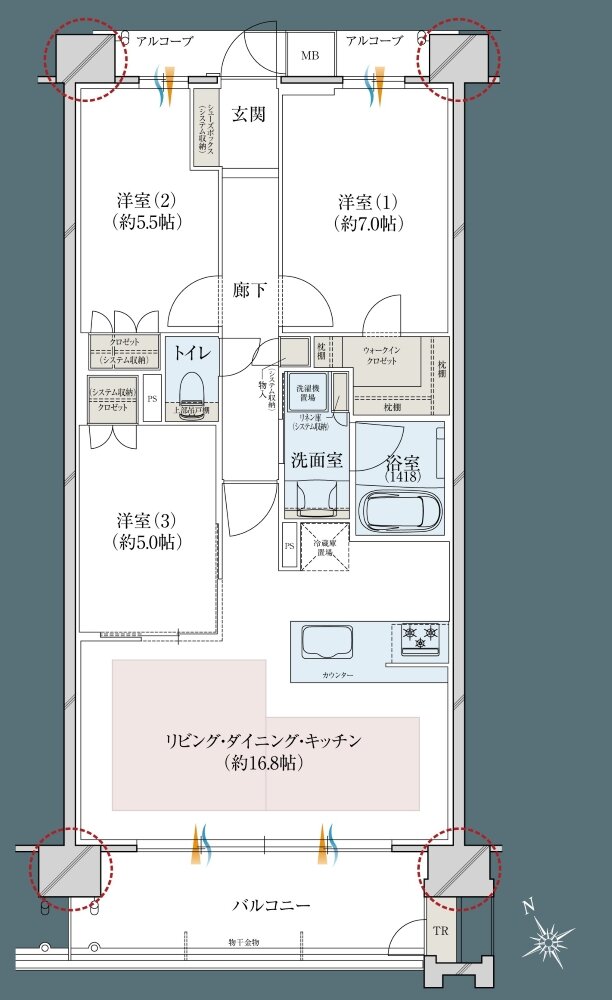 レ・ジェイドシティ千里藤白台 間取り C-B TYPE