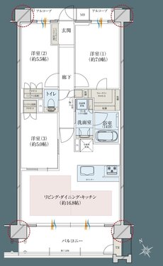 レ・ジェイドシティ千里藤白台 間取り C-B TYPE