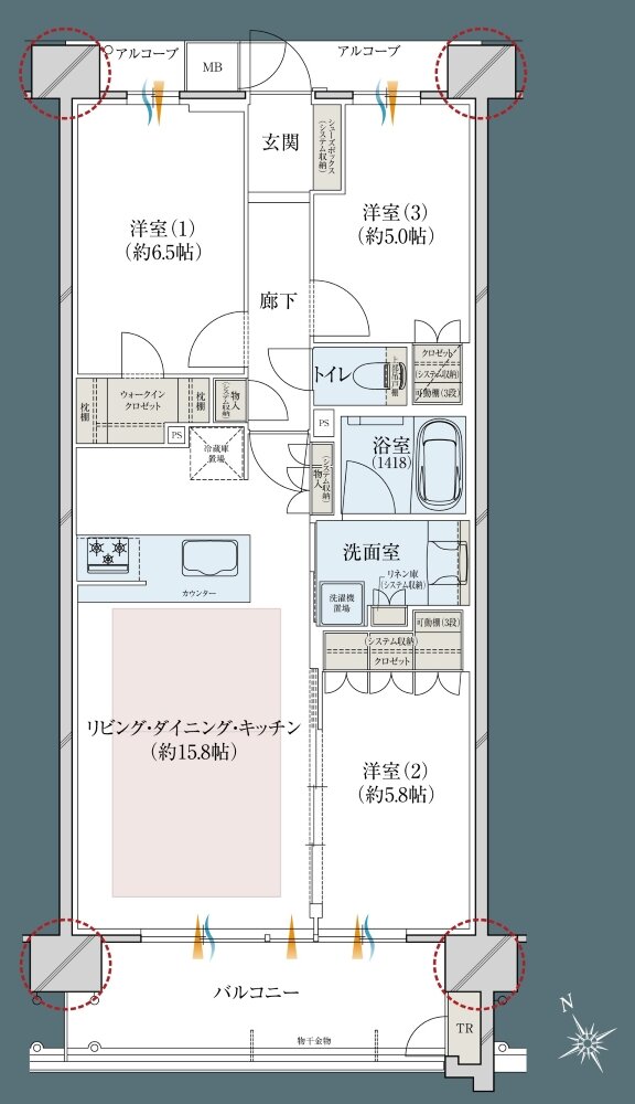 レ・ジェイドシティ千里藤白台 間取り W-D TYPE