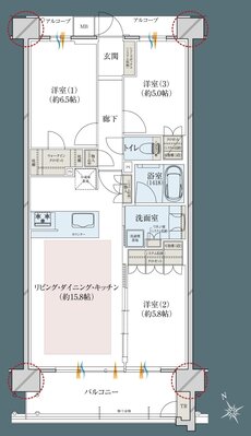 レ・ジェイドシティ千里藤白台 間取り W-D TYPE