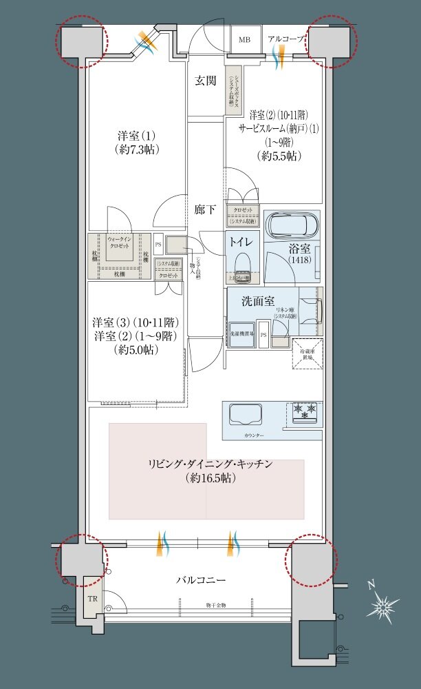 レ・ジェイドシティ千里藤白台 間取り C-K TYPE