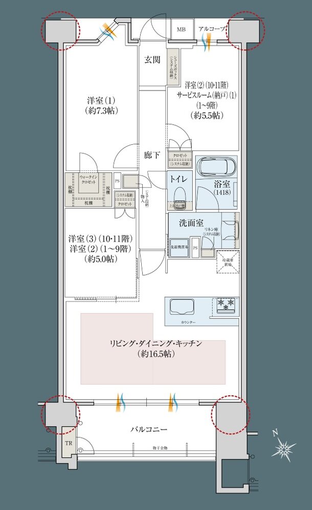 レ・ジェイドシティ千里藤白台 間取り C-K TYPE