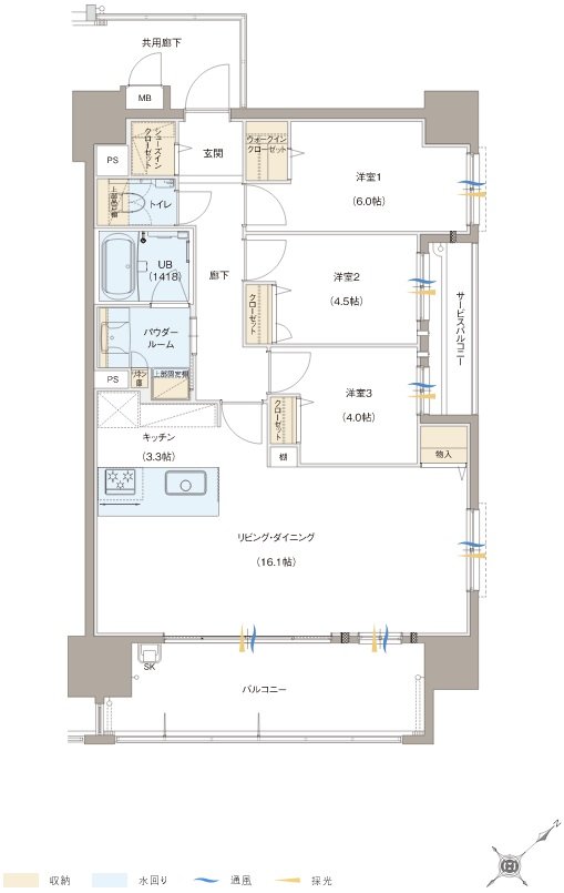 アーバンパレス博多グロウサイド 間取り E type（Menu1）
