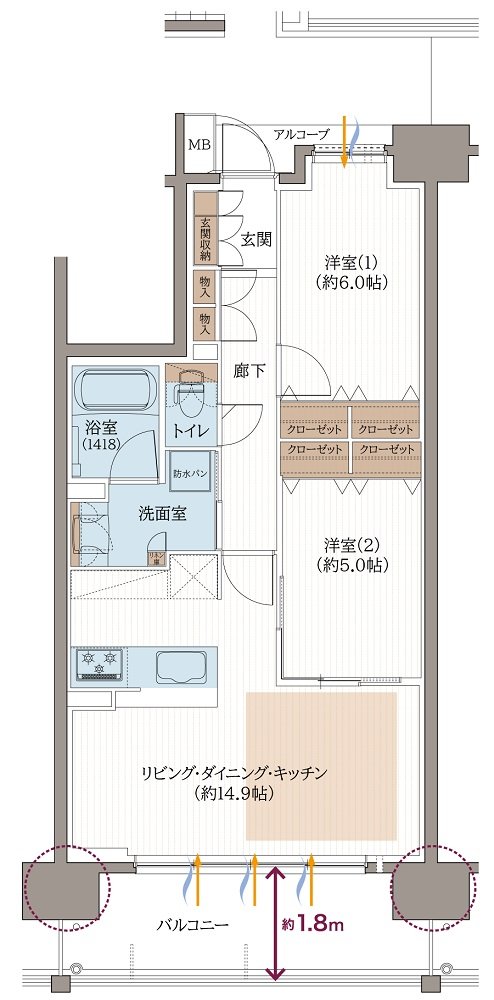 リベール東加古川駅前通り 間取り B-1type ［メニュータイプ1］