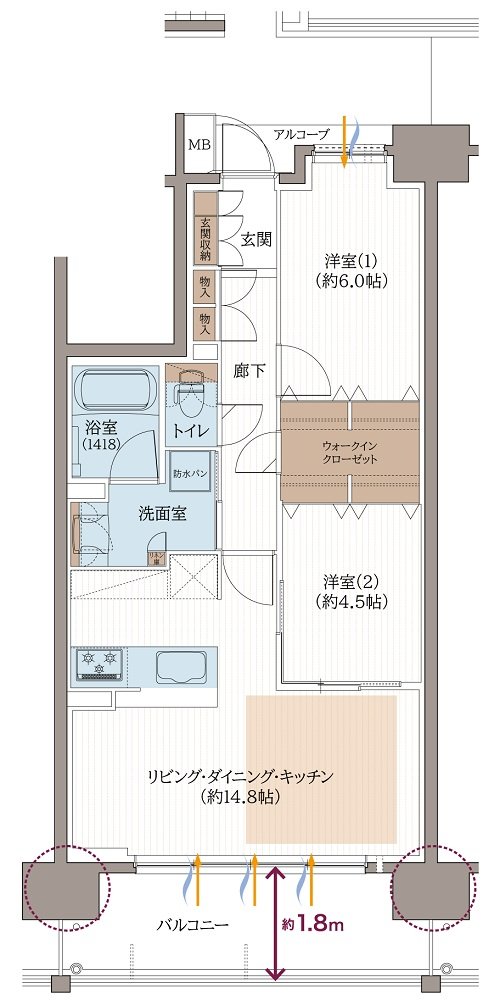 リベール東加古川駅前通り 間取り B-2type ［メニュータイプ2］