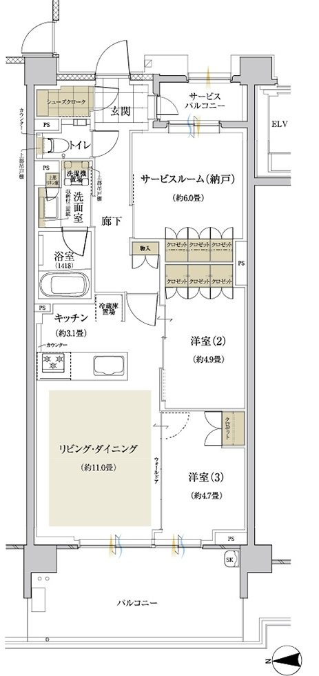 グランドメゾン武蔵小杉の杜 間取り Er type