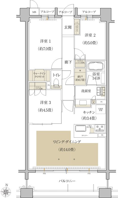 ローレルコート瑞穂汐路 間取り F type