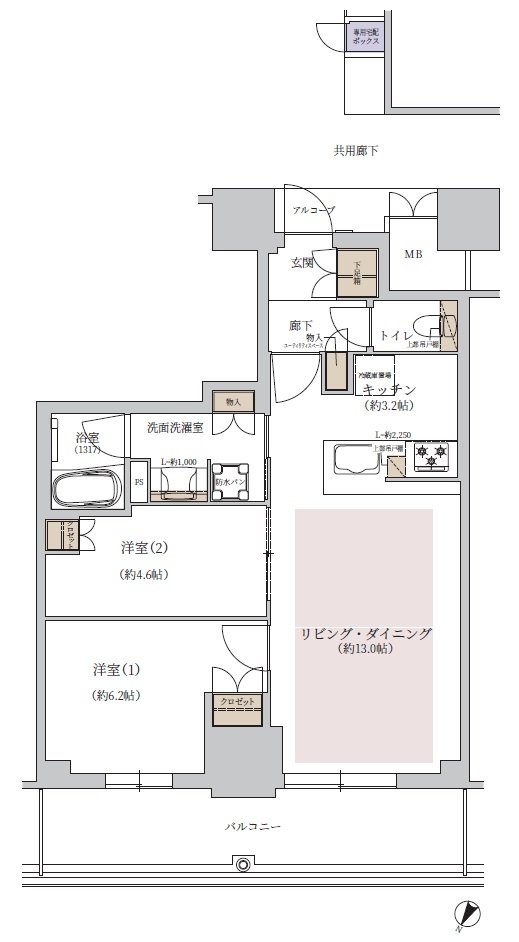 ジオタワー大阪十三 間取り SLタイプ（13階）