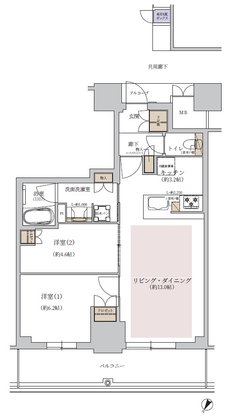 ジオタワー大阪十三 間取り SLタイプ（13階）