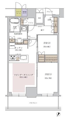 ジオタワー大阪十三 間取り SOタイプ（13・14階）