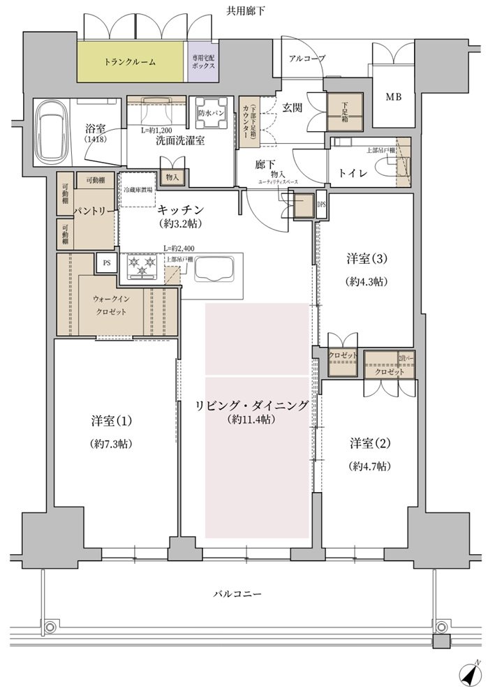 ジオタワー大阪十三 間取り EEタイプ（31階）