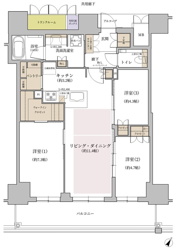 ジオタワー大阪十三 間取り EEタイプ(31階)