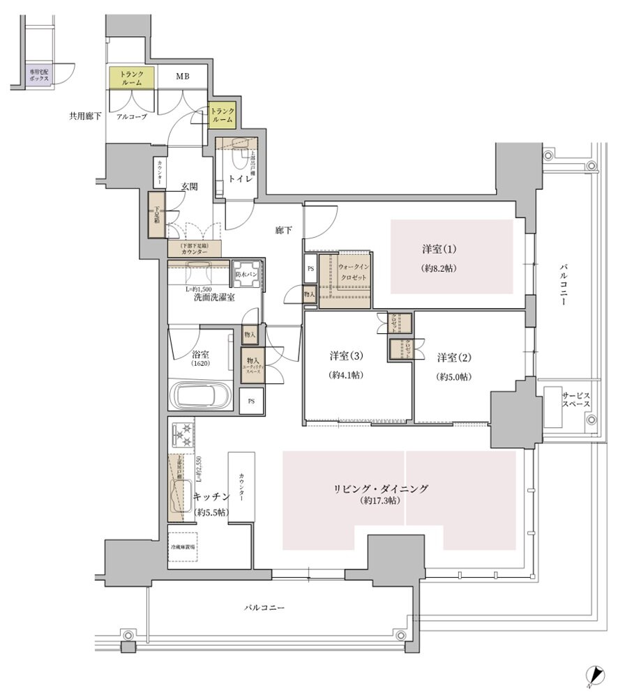 ジオタワー大阪十三 間取り SRタイプ(13階~15階)
