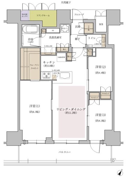 ジオタワー大阪十三 間取り EDタイプ(31階)