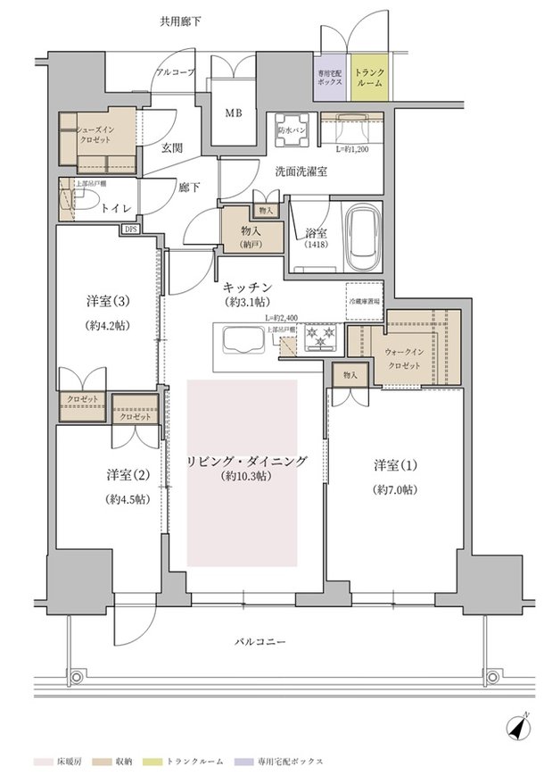 ジオタワー大阪十三 間取り SBタイプ（13階・20階）