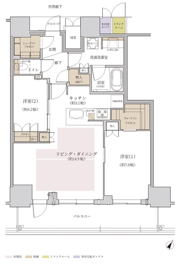 ジオタワー大阪十三 間取り SBタイプMENU（18階）