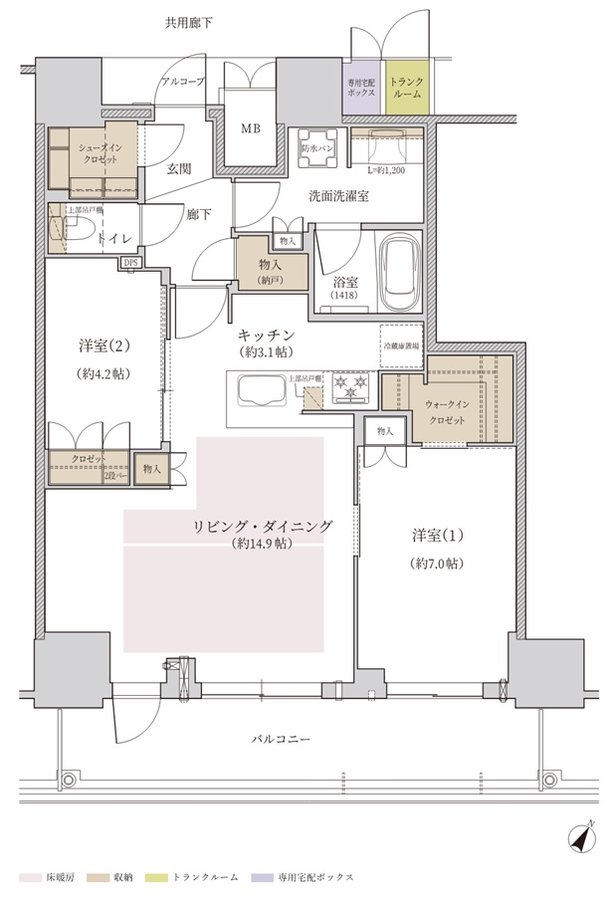 ジオタワー大阪十三 間取り SBタイプMENU（18階）