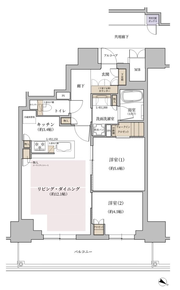 ジオタワー大阪十三 間取り UHタイプ(5階)