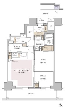 ジオタワー大阪十三 間取り UHタイプ（5・6階）