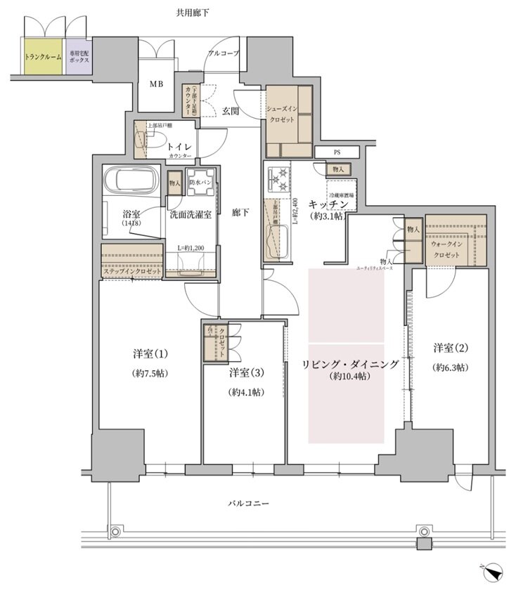 ジオタワー大阪十三 間取り UVタイプ(6階)