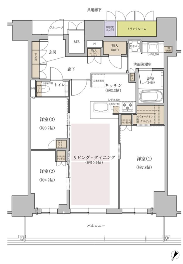 ジオタワー大阪十三 間取り EKタイプ(35階)