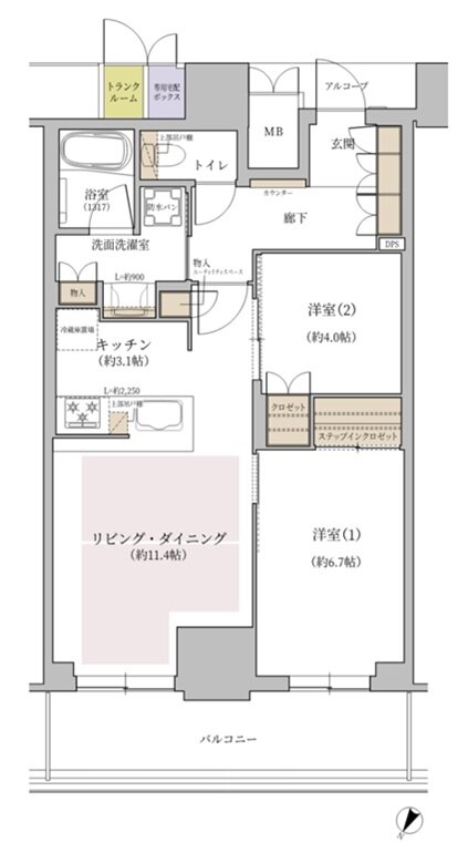 ジオタワー大阪十三 間取り UPタイプ（9・10・11階）