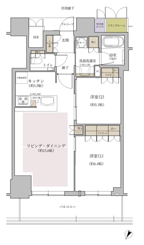 ジオタワー大阪十三 間取り EMタイプ（33・34階）